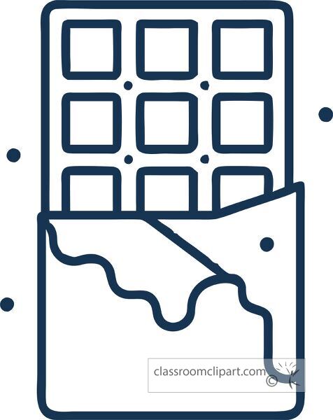 Outline illustration of a chocolate bar with squares and wrapper