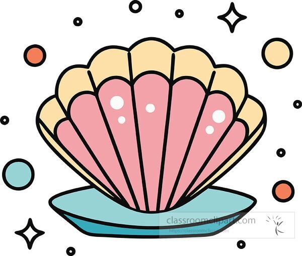 clam Whimsy Pastel Doodle clip art