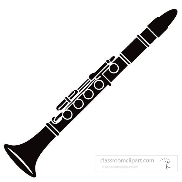  A striking clarinet silhouette stands out on a white background