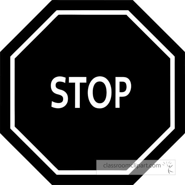 A classic octagonal stop sign with a black background and white text