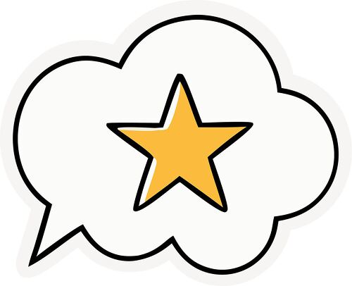 White cloud speech bubble with a golden star representing thoughts or highlights