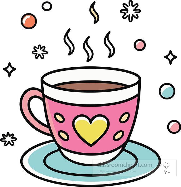 coffee cup Whimsy Pastel Doodle clip art