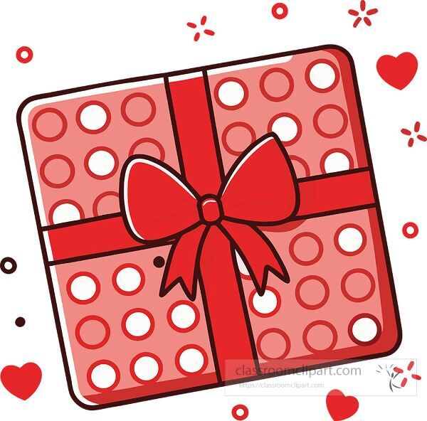 Bright wrapped chocolate box icon with a festive design