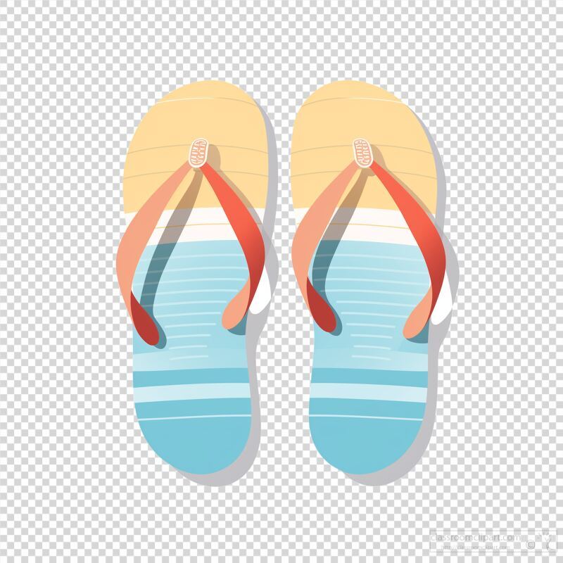 Colorful Flat Vector Drawing of Flip Flops Ready for Summer