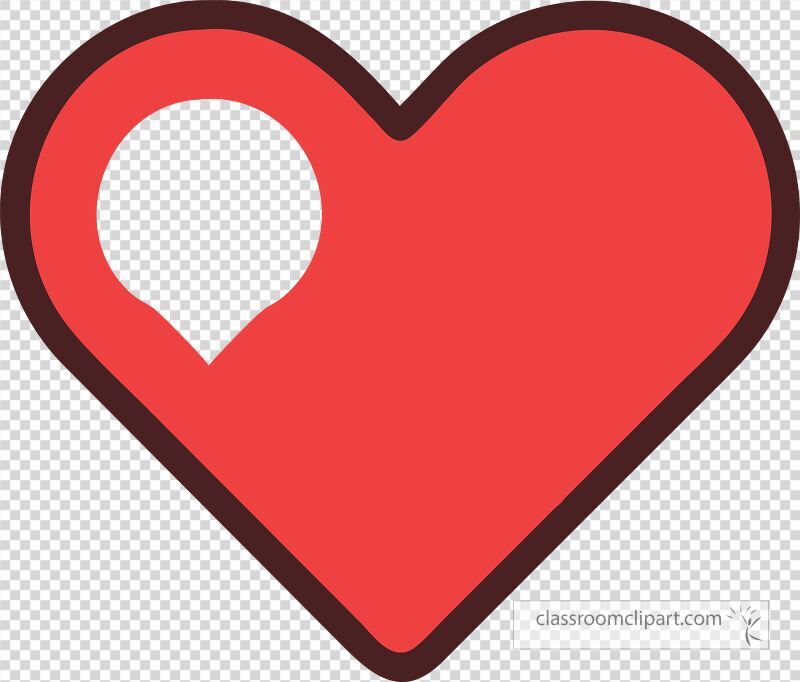 A vibrant red heart shape features an intriguing cutout to create a modern and playful design. This clip art element is perfect for various creative projects and themes.