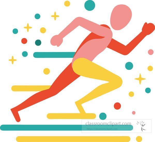 Vibrant depiction of a runner sprinting with joyful energy