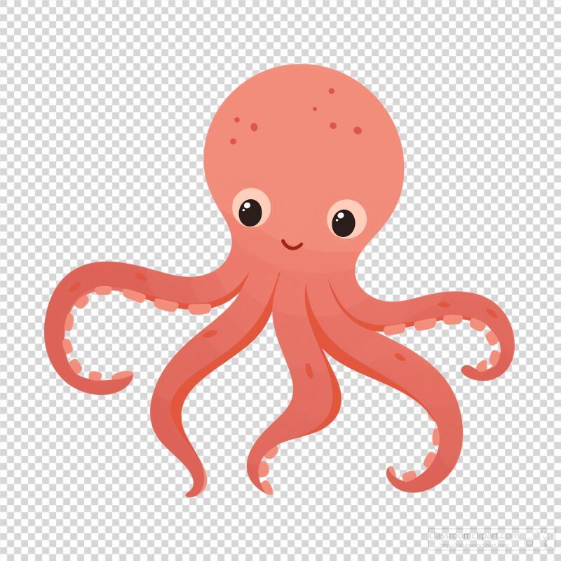 Colorful Octopus Illustration With Smiling Face and Arms