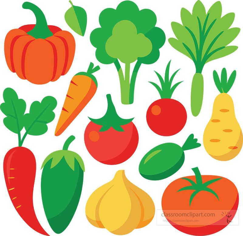 A vibrant collection of assorted vegetables including carrots tomatoes bell peppers and broccoli