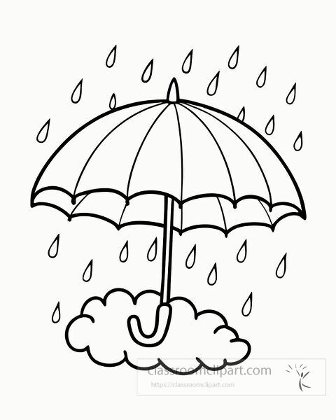 coloring an umbrella shielding from rain coloring page