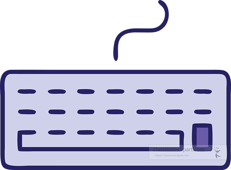 This clip art features a simple computer keyboard illustration with a clean design It highlights the keys in a minimalist style perfect for digital projects or presentations