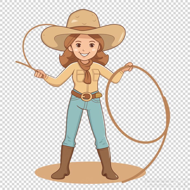 Cowgirl With Lasso Ready to Rope in the Wild West