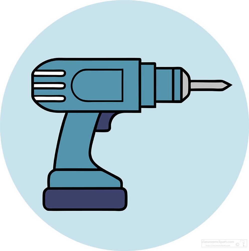 A modern cordless drill sits poised on a soft blue background showcasing its sleek design. The drill with an ergonomic handle and a sharp bit symbolizes innovation in home improvement.