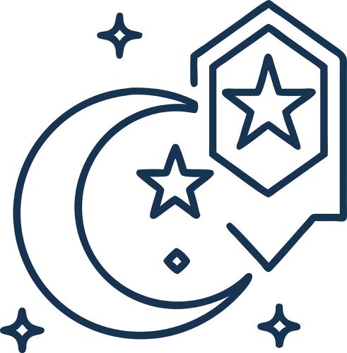 Crescent moon and star icon