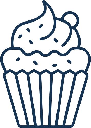 Cupcake icon featuring a delightful frosting swirl with sprinkles