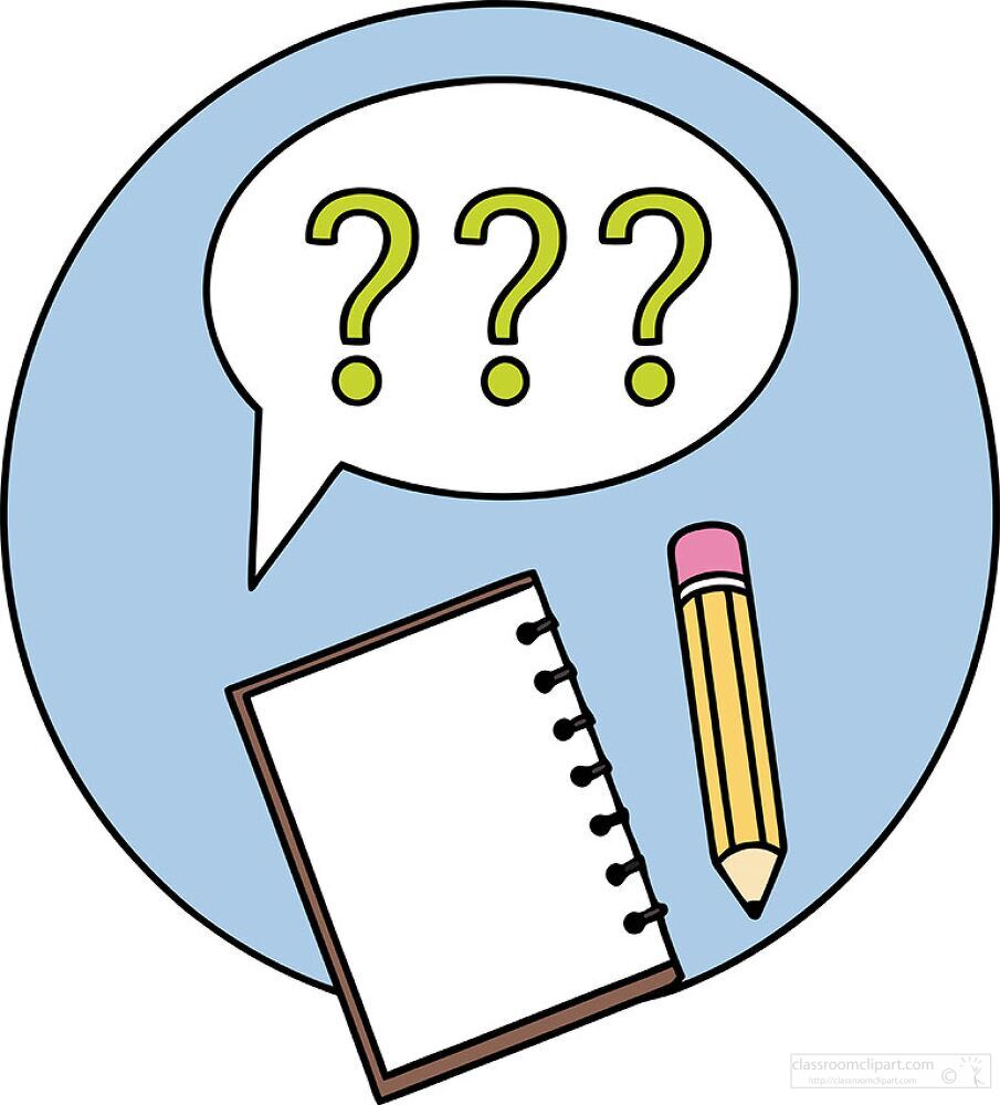 A notepad sits beside a pencil with question marks floating above inviting thoughts and inquiries. The setting encourages creativity and the exploration of new concepts.