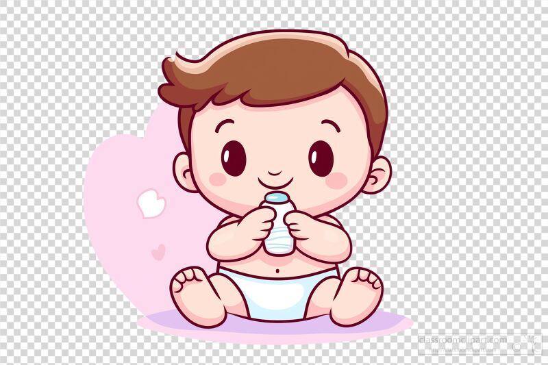 Cute Baby Enjoying a Bottle in a Playful Setting