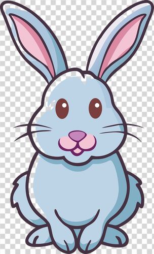 Friendly blue rabbit sitting happily perfect for fun designs