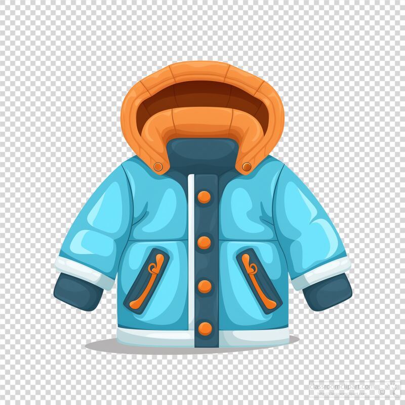 Cute Cartoon Baby Jacket in Bright Blue With Orange Hood