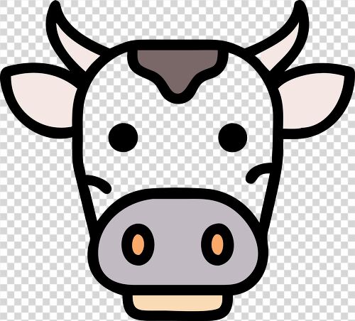 Cartoon cow head illustration with a friendly look