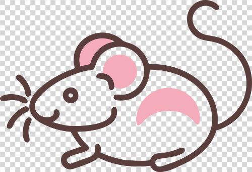 Cute cartoon mouse with pink details and a friendly appearance