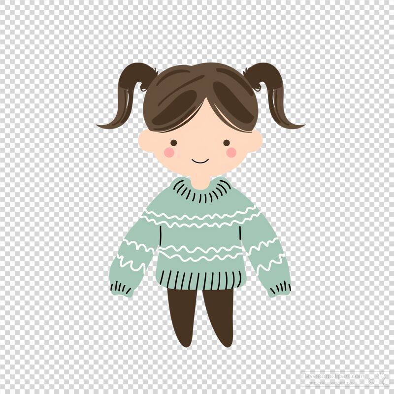 Cute Girl Character in Cozy Sweater With Playful Style