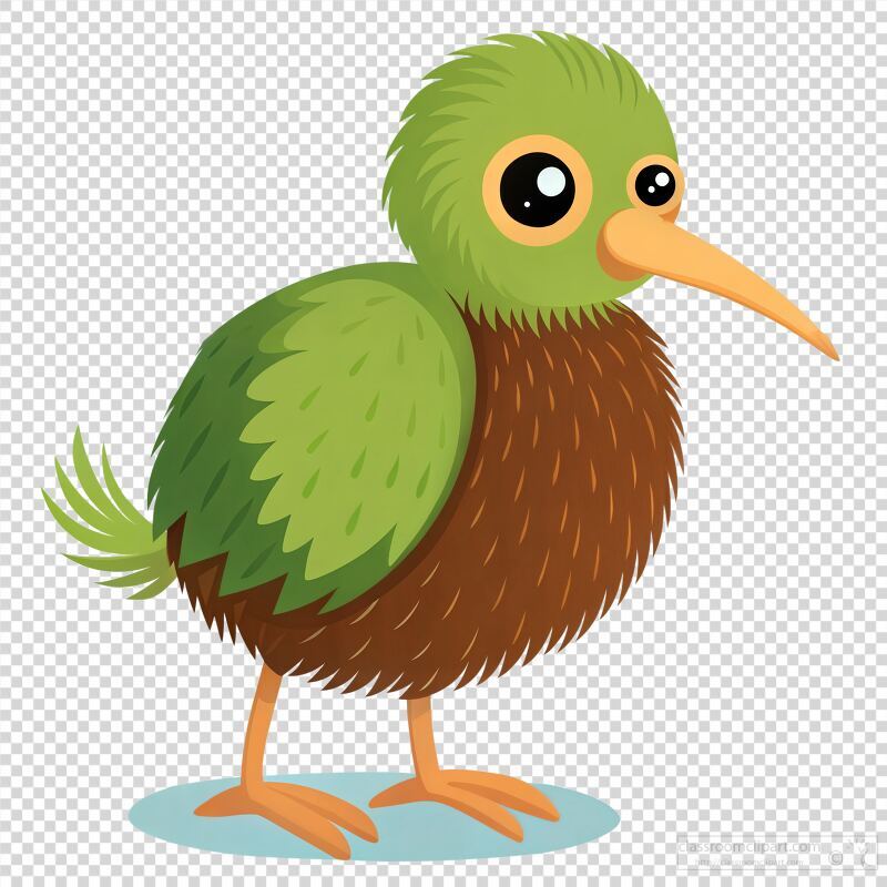 Cute Kiwi Bird Stands Adorably in an Illustrated Style