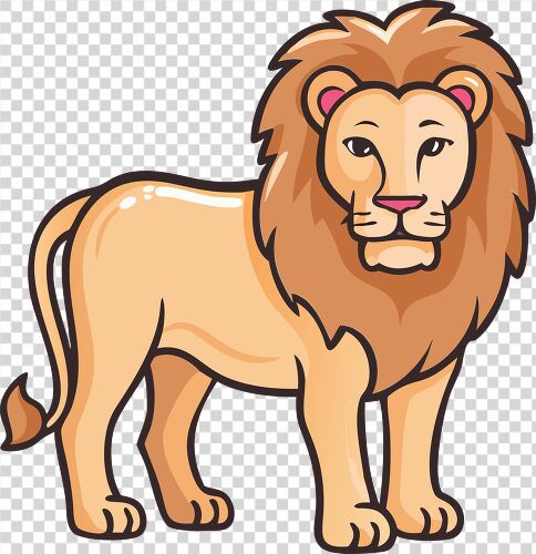 Friendly cartoon lion with a clear mane