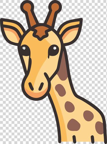 This cheerful giraffe clipart features large eyes and soft colors