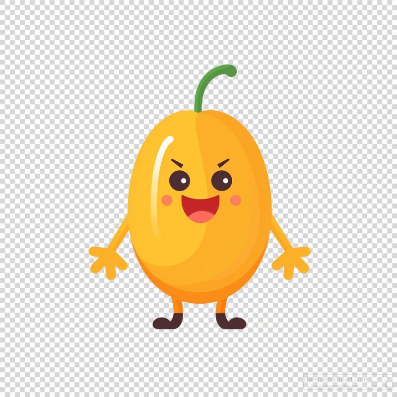 Cute Yellow Fruit Character in Flat Design Style