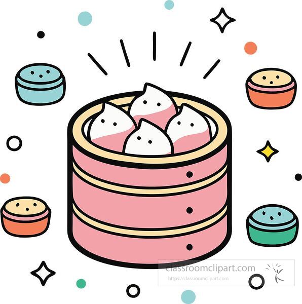 dim sum Pastel Doodle clip art