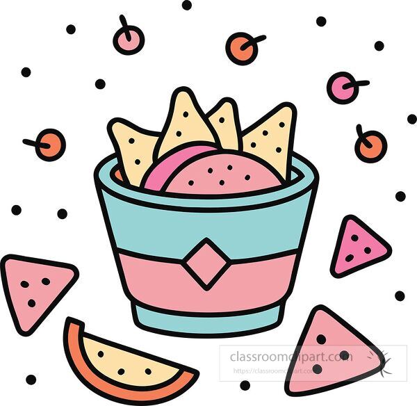 dip with chips Whimsy Pastel Doodle clip art