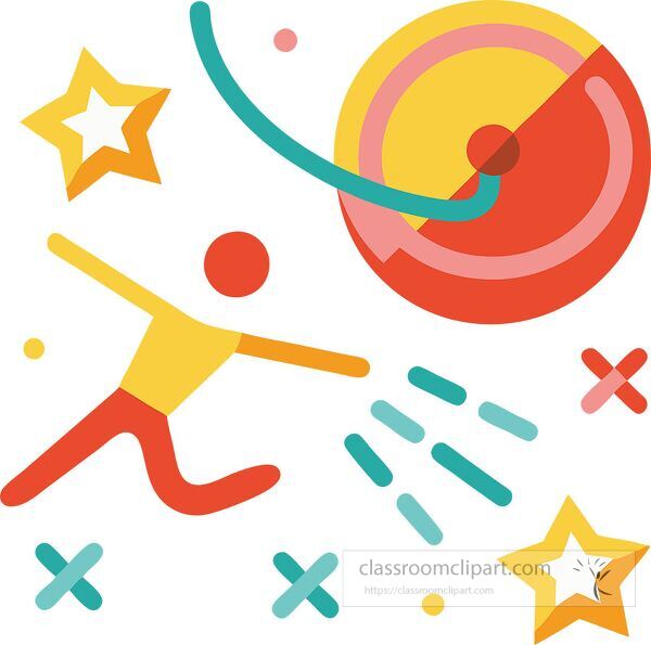 Dynamic athlete showcases discus throwing with vibrant colors Clip Art