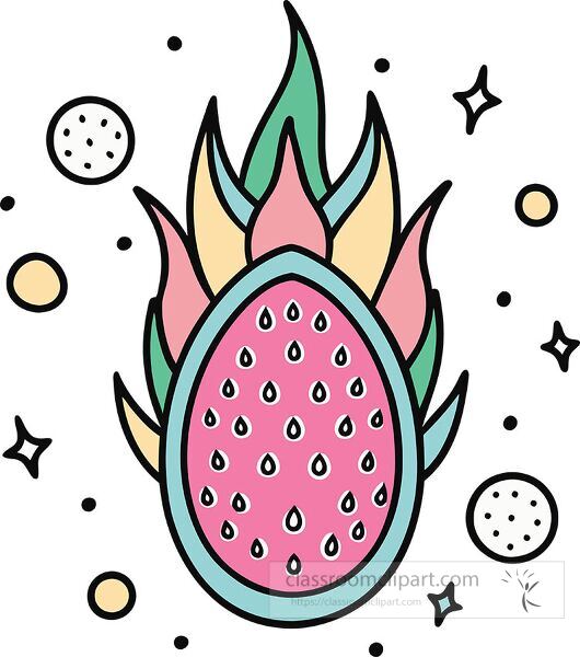 dragon fruit Whimsy Pastel Doodle clip art