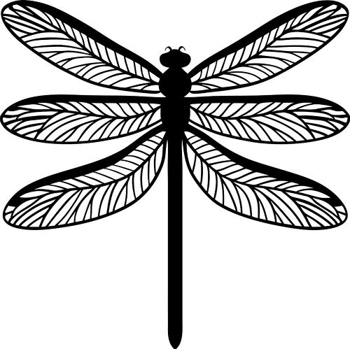 Silhouette of a dragonfly perched on a leaf