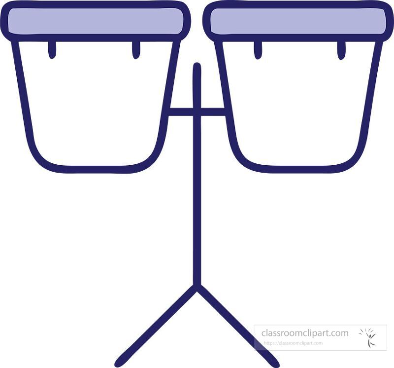 A simple line drawing of a drum set featuring two conga drums mounted on a stand The design emphasizes the shape and placement of the drums perfect for a music themed project