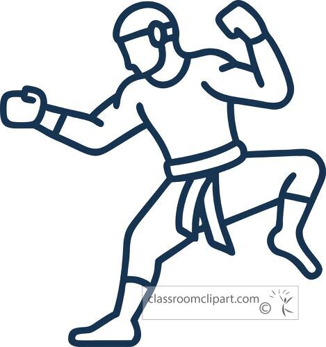 Outline of a muay thai fighter showcasing an active stance Icon