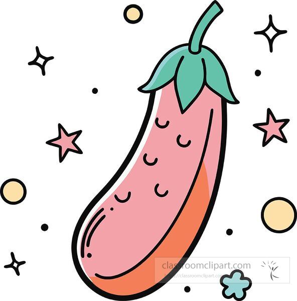 eggplant Whimsy Pastel Doodle clip art