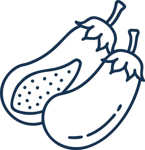 This design features a simple outline of eggplant as an icon.