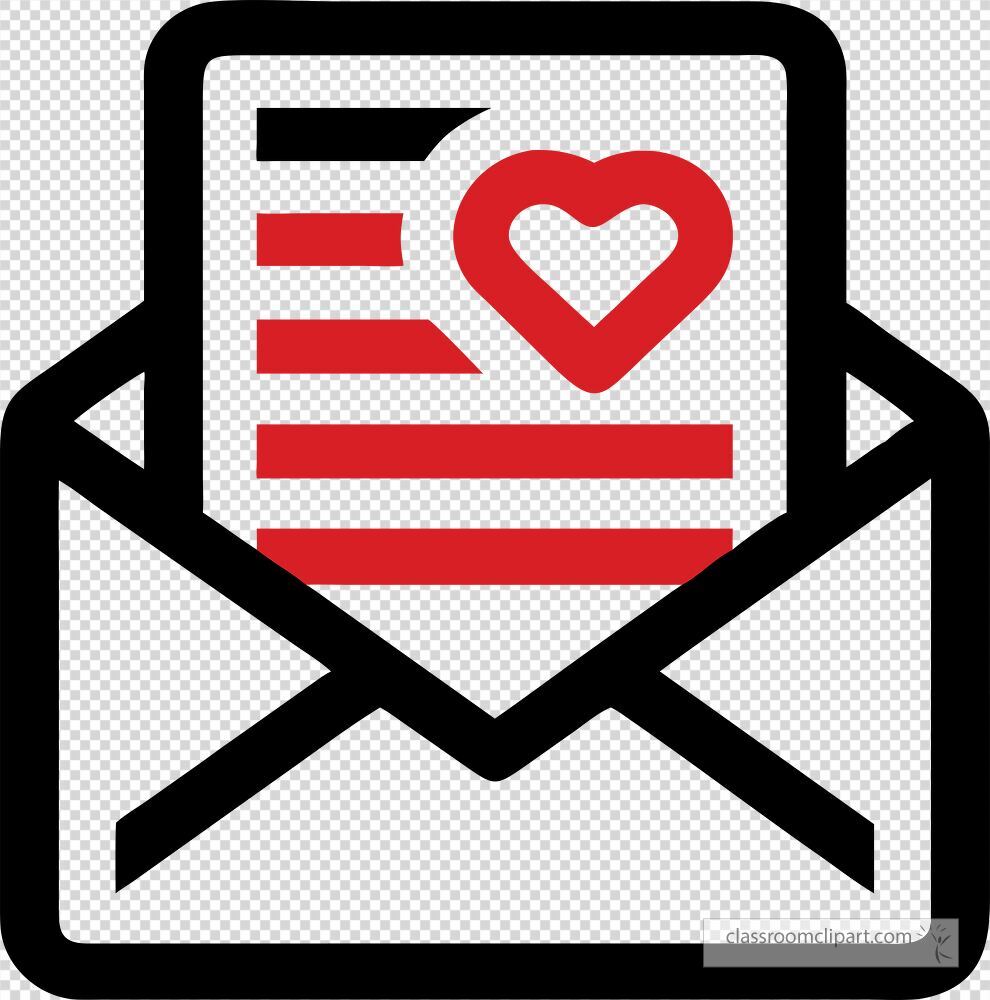 This clip art displays an envelope containing a letter adorned with a heart design. It represents love and affection perfect for sending heartfelt emails.