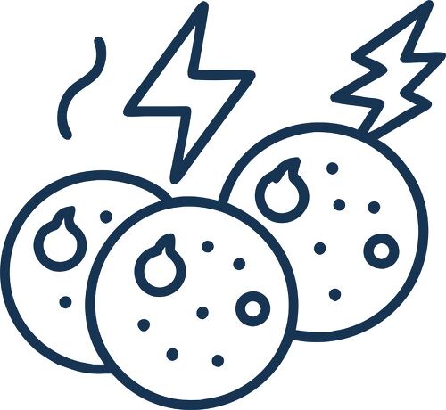 Outline illustration depicting energy balls with details