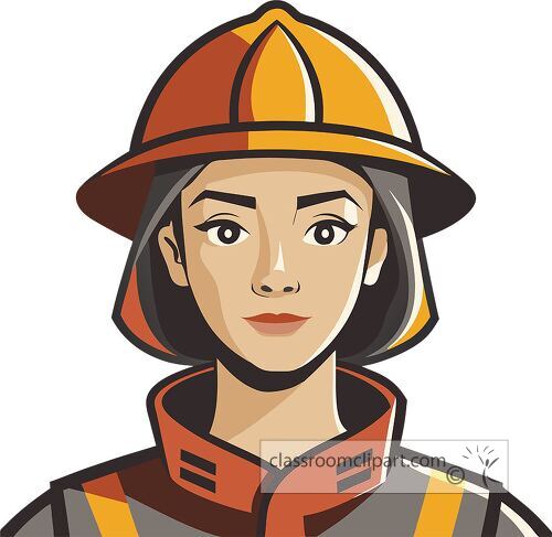 detailed vector avatar of a firewoman in uniform and helmet representing courage and professionalism