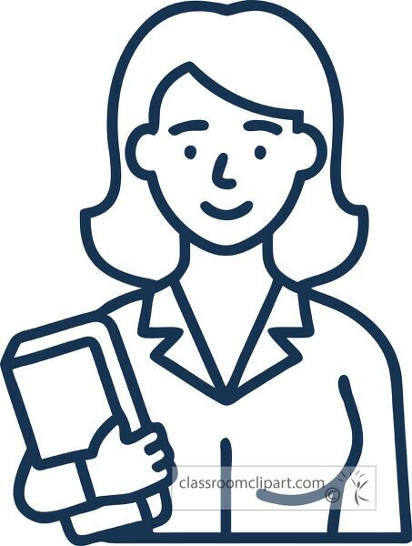 Illustration of a female teacher with a book icon