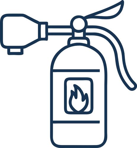 Fire extinguisher icon representing safety measures for fire prevention and emergency readiness.