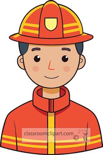 cartoon style avatar of a firefighter in a helmet and uniform symbolizing bravery and heroism