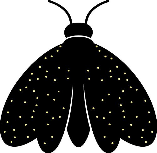 This firefly silhouette features glowing spots on wings