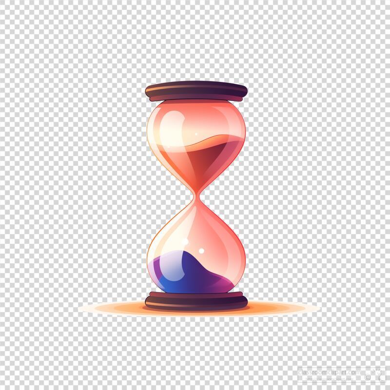 This design features a minimalist hourglass rendered in flat vector style. The hourglass has vibrant colors and a smooth finish, emphasizing the passage of time in a visually appealing manner.