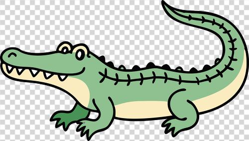 Cartoon crocodile in a simple design with a playful expression