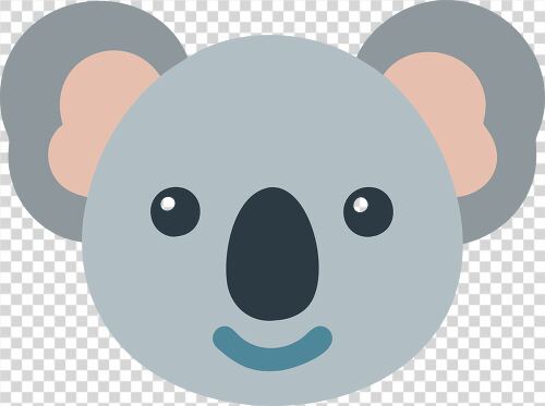 Illustration showcases a cheerful koala with soft gray tones