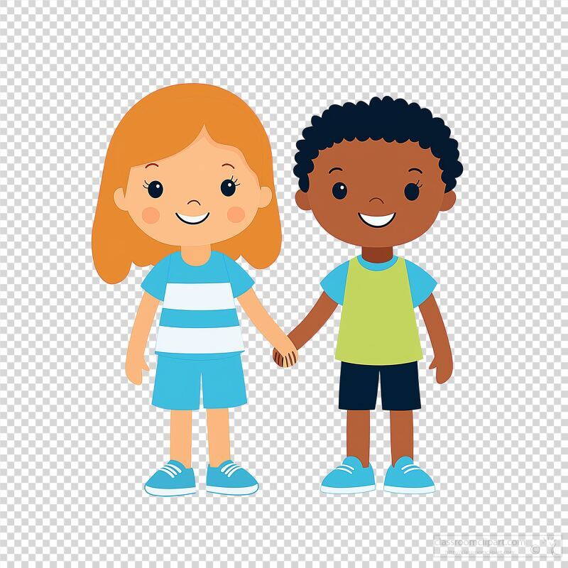 Friends Holding Hands With Joy and Friendship