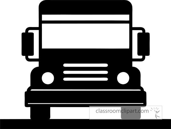 A simple black and white illustration of a truck viewed from the front